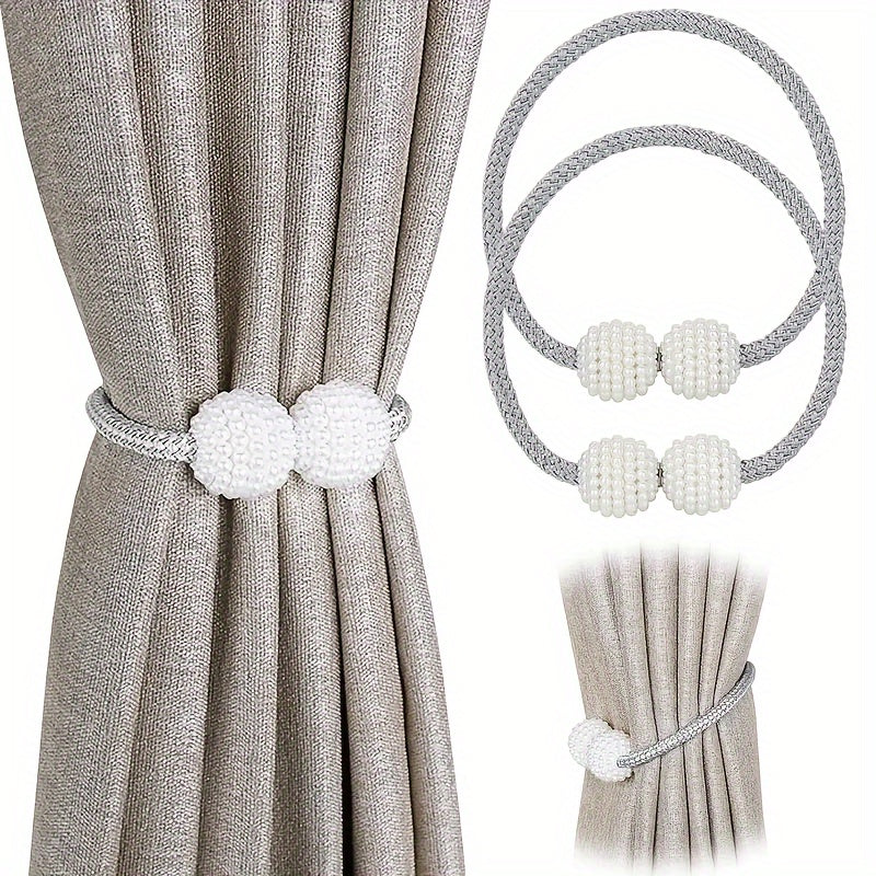 Magnetic Curtain Tiebacks Faux Pearl Accents for Large Drapes European Style