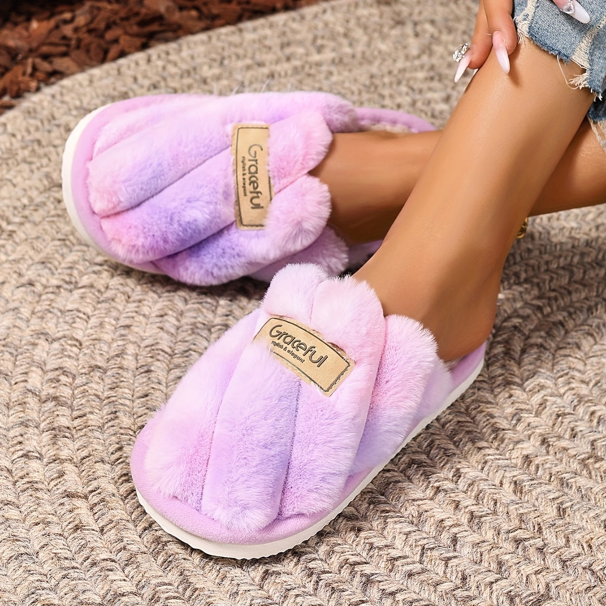 Women's Plush Fleece Slippers with EVA Sole Indoor Outdoor Cozy Warm