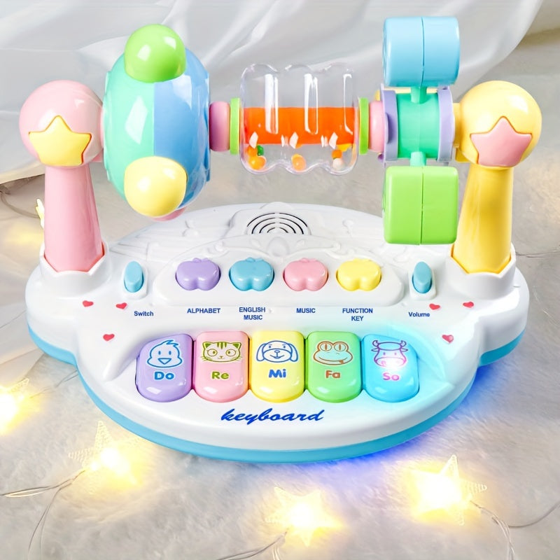 Kids Electronic Music Piano Toy with Lights, Shaking Bells, and Spinning Features