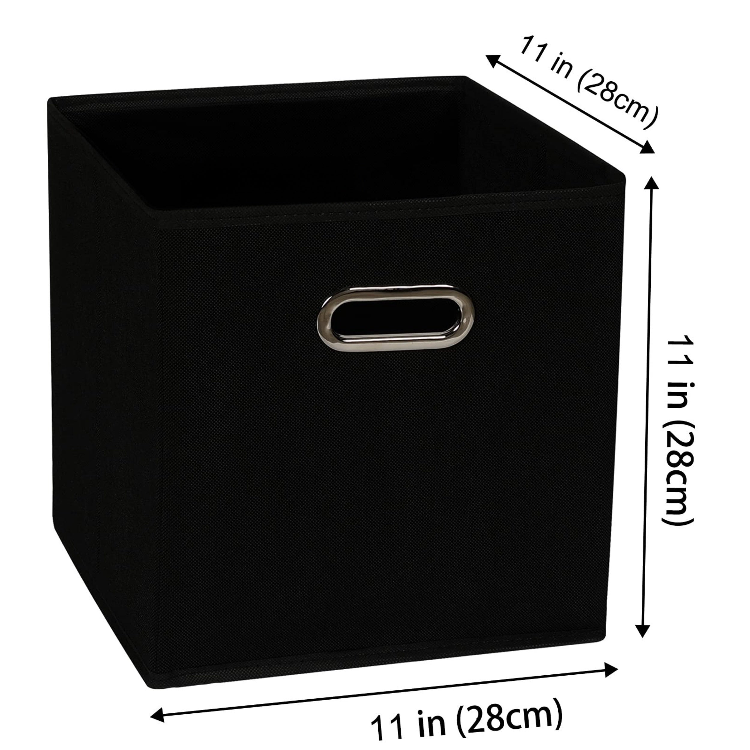 Juego de 6 cestas de tela plegables con asas en diseño de cubo en negro, azul y crema