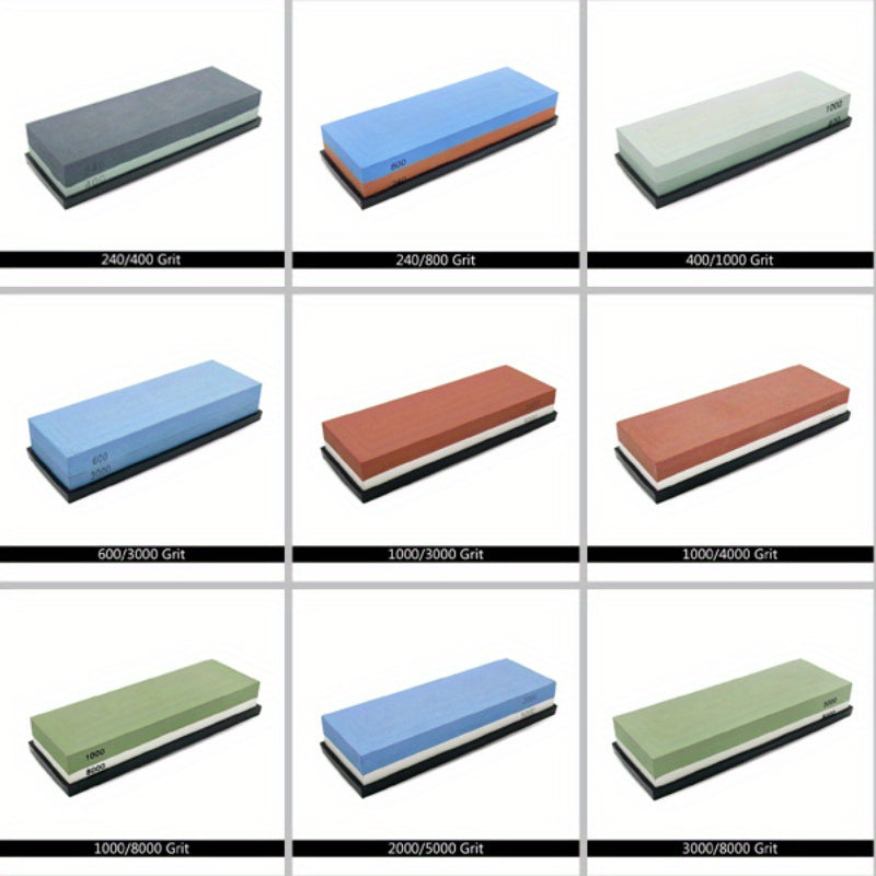 3-in-1 Knife Sharpening Kit with Whetstone, Bamboo Base, Angle Guide, Non-Slip Grip