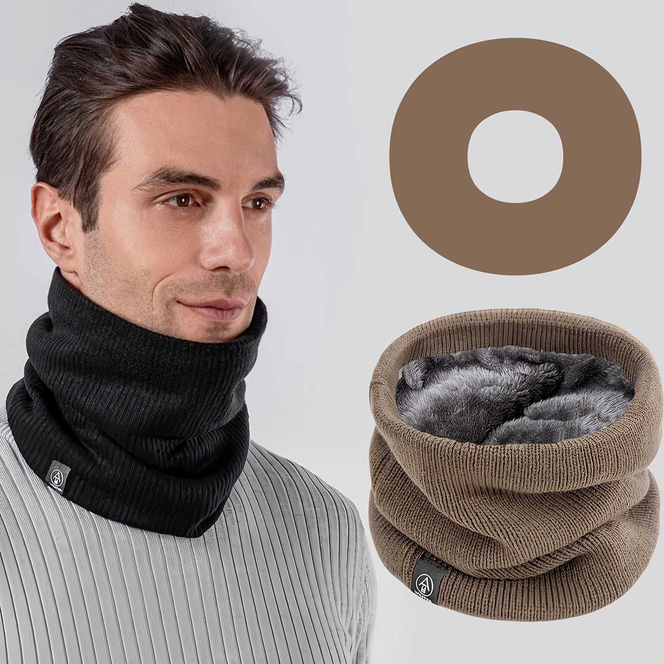 Winter Neck Gaiter Fleece-Lined Scarf for Men Women Cycling Mask Fake Collar