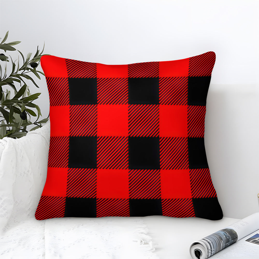 Zippered Plush Buffalo Plaid Pillow Covers Set of 4 Machine Washable Home Decor