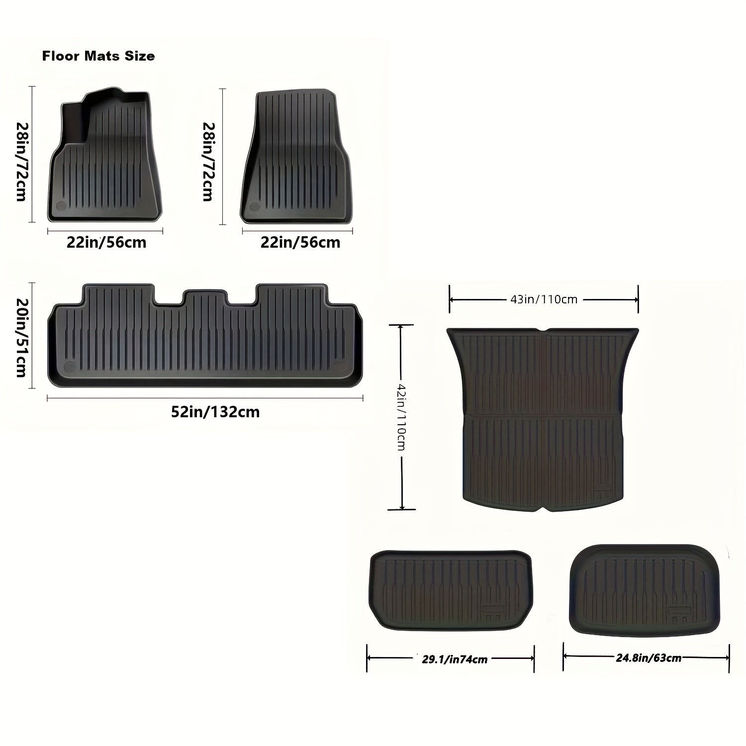 Universal TPE Floor Mats for Tesla Model 3 All Weather Durable Cover