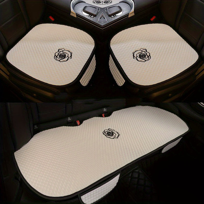 Car Seat Cover Set 3pcs Breathable Linen Style Universal Summer Seat Protectors