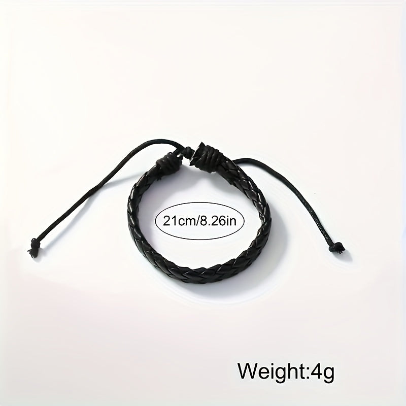 Conjunto de reloj de cuarzo para hombre y pulsera de cuero, resistente a golpes, caja redonda analógica, a la moda