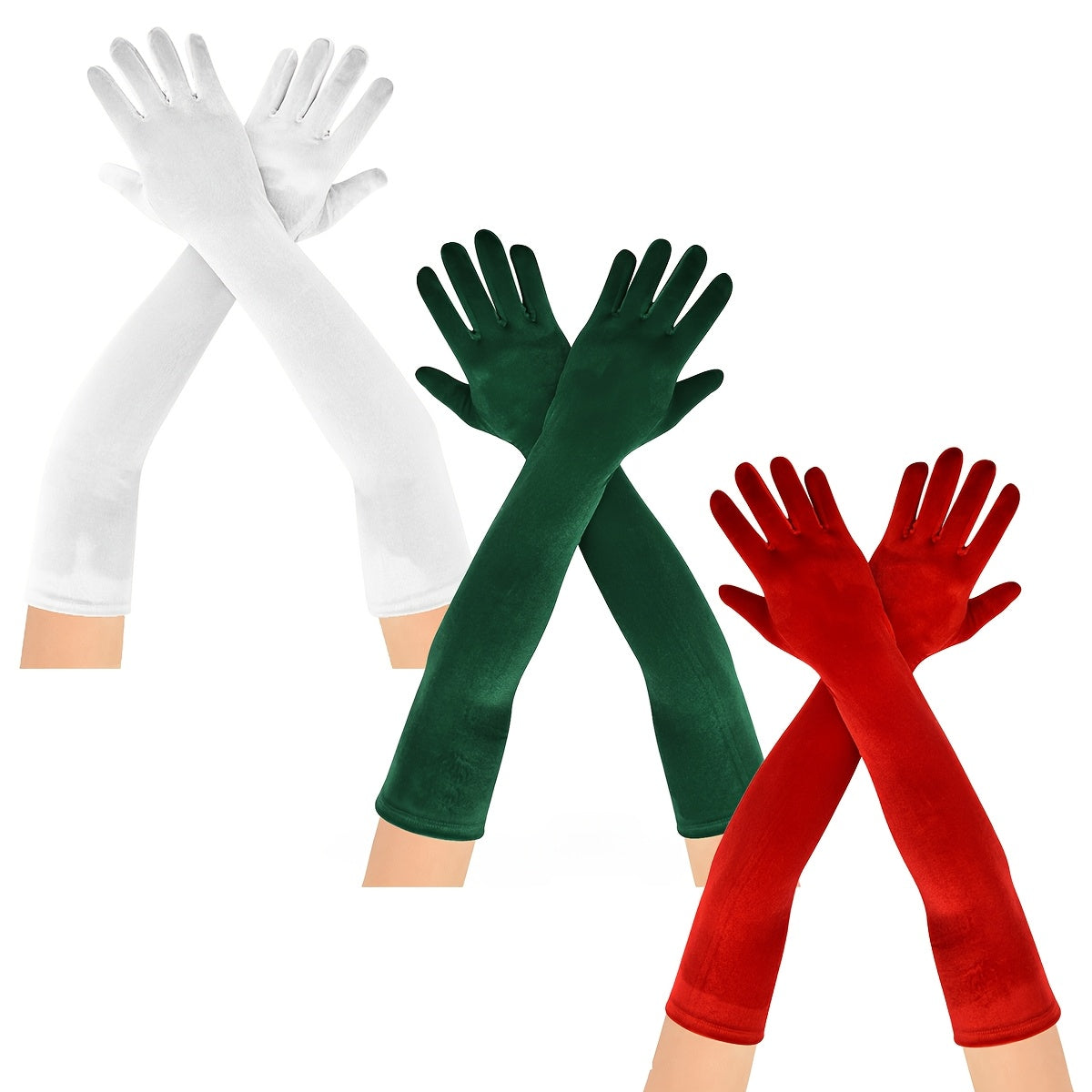 Set of Three Velvet Gloves for Women Christmas Wedding Tea Party Hand Wash