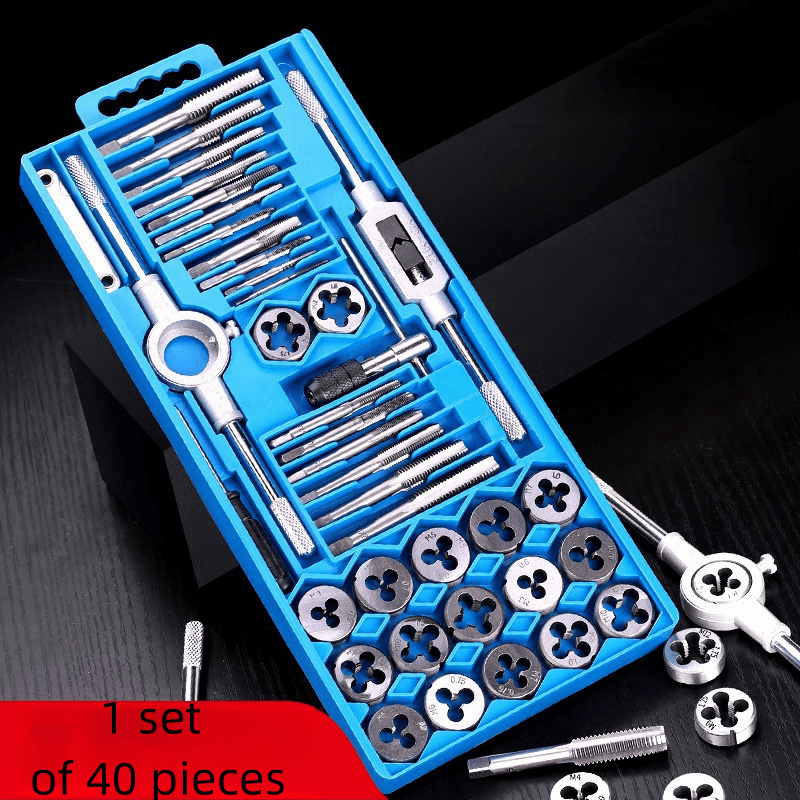 Juego de 40 piezas de juego de roscar y machos métricos de acero aleado, incluye llave para roscado y machihembrado DIY