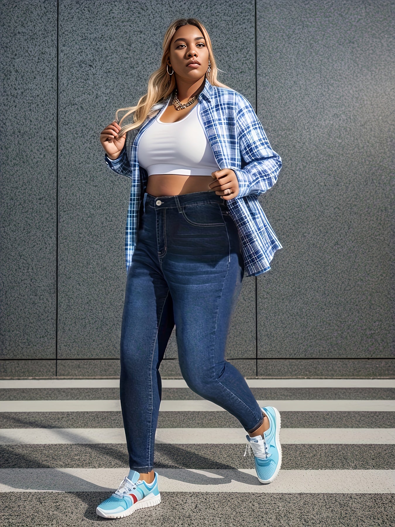 Women's Plus Size High Waisted Stretch Skinny Denim Jeans