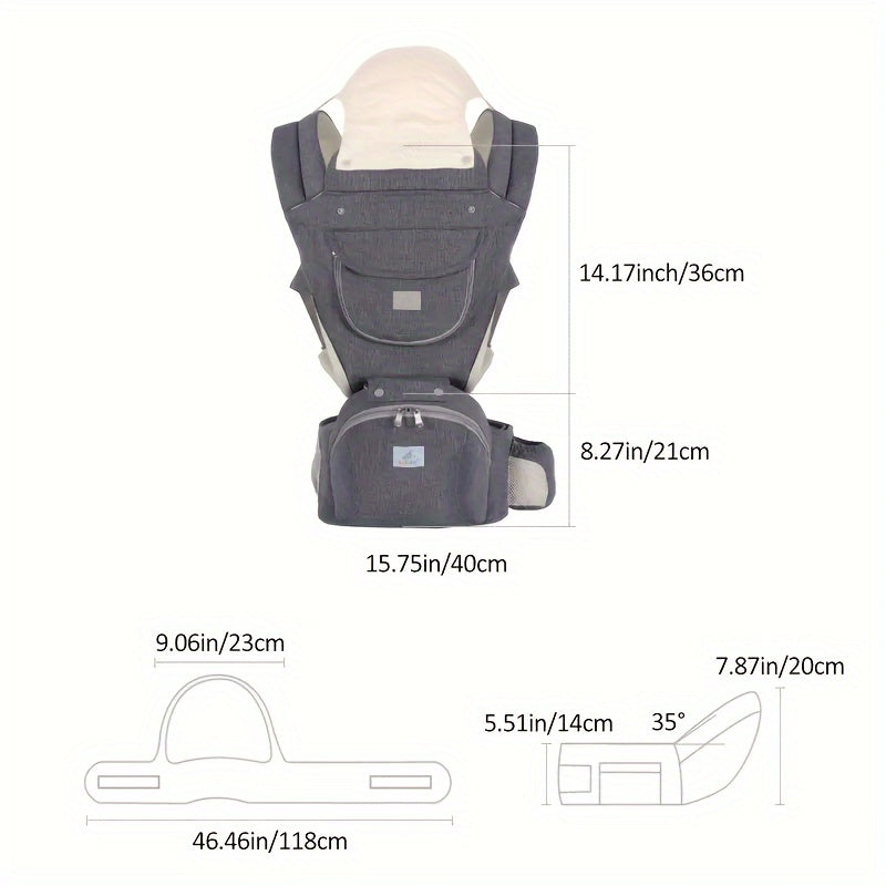 Yangi tug'ilganlar uchun saqlash sumkasi bilan bolalar tashish kamaridan iborat 3-in-1 qorin stuli, bel stuli