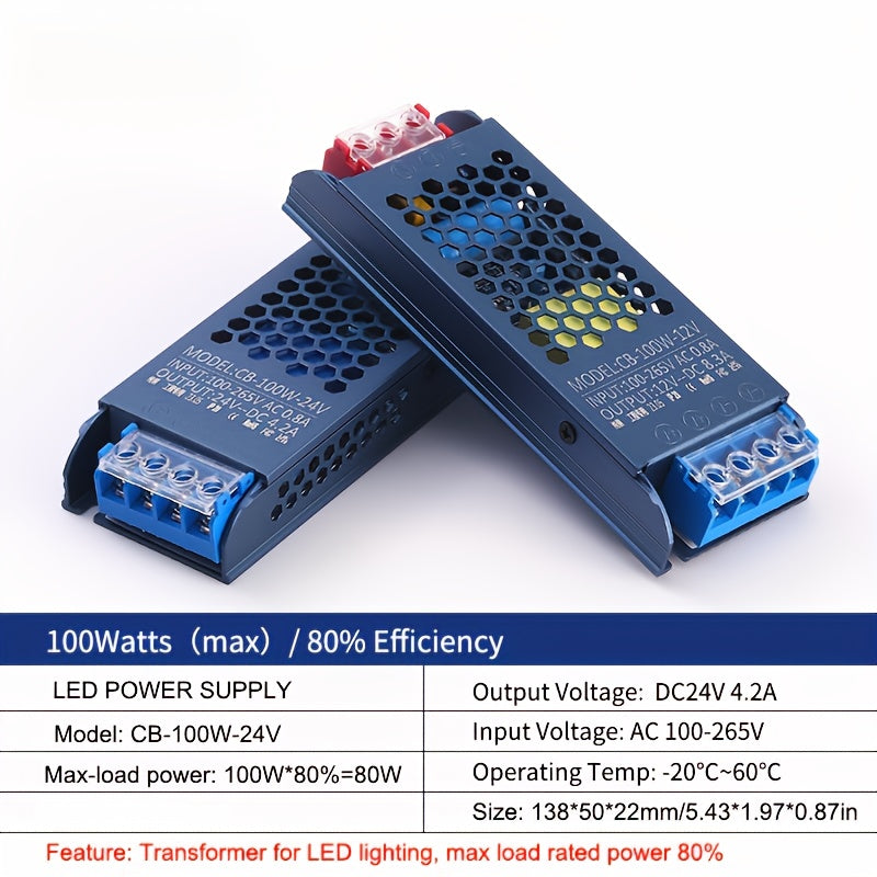 LED chiroq lentalari, transformatorli LEDlar uchun mos, AC110V-220V dan DC12V/24V ga, 60w/100w/200w/300w da mavjud.
