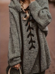 Women's Solid Color Drawstring Hooded Sweater Long Sleeve Casual Fall Winter