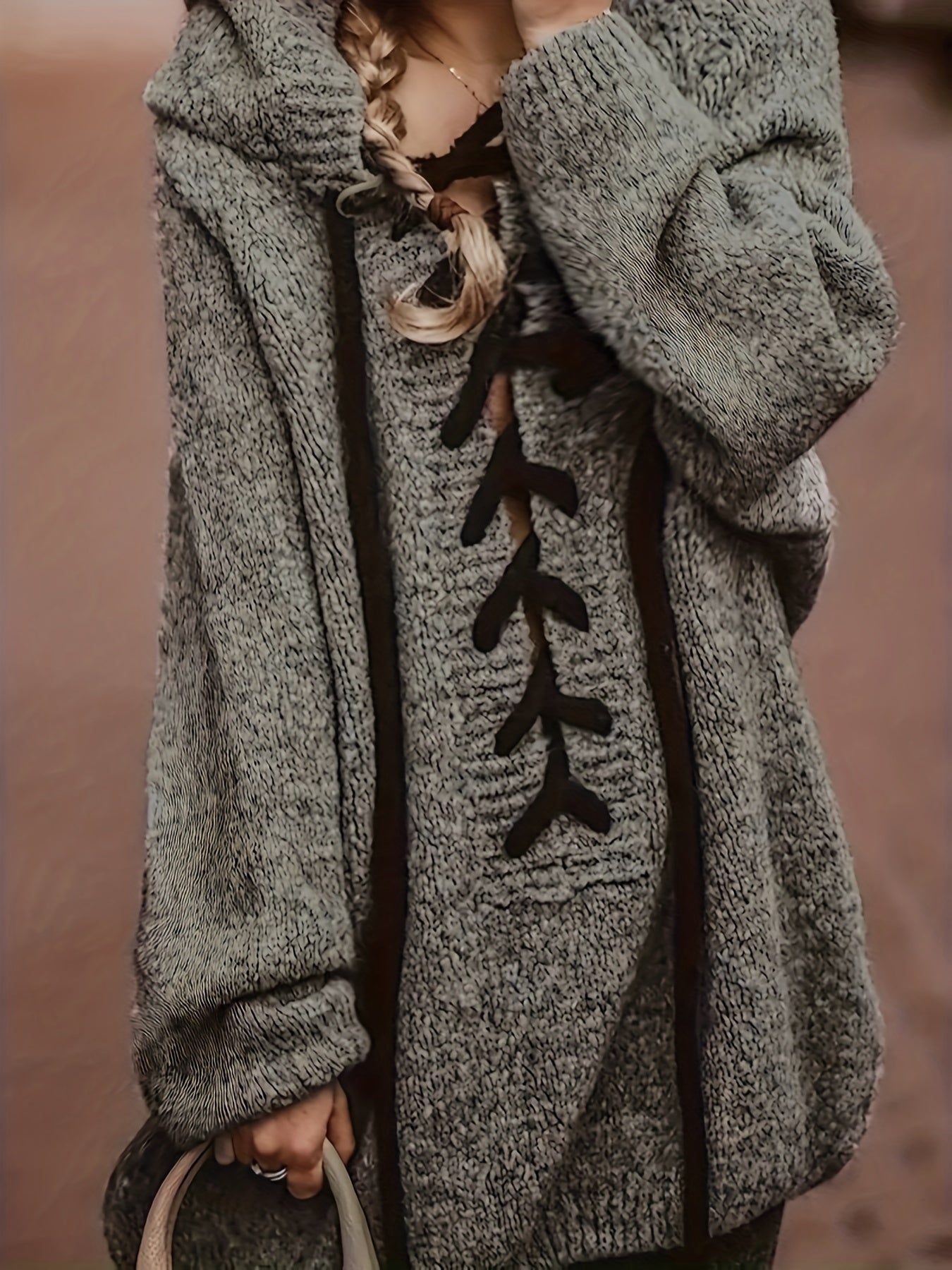 Women's Solid Color Drawstring Hooded Sweater Long Sleeve Casual Fall Winter