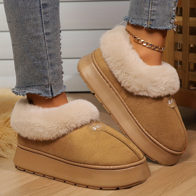 Women Fleece Indoor Slippers Slip-Resistant Casual Short Boots