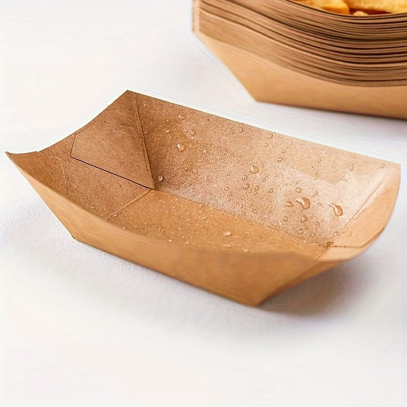 Bandeja de papel Kraft para comida, ideal para snacks, papas fritas, chips de maíz y palomitas, con cesta para dips