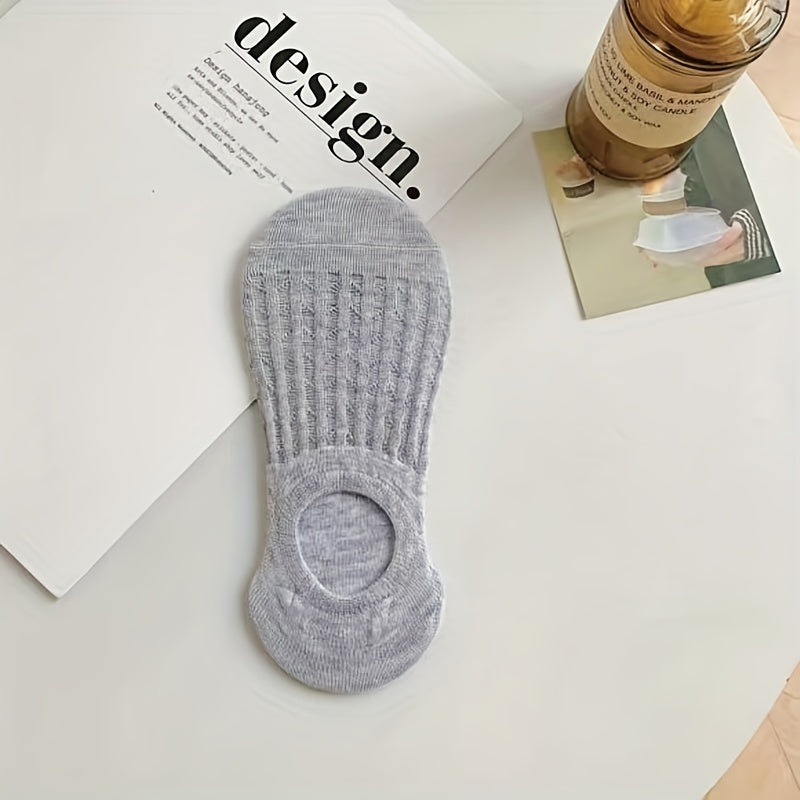 Women's No Show Socks 6 Pairs Breathable Lightweight Knit Ankle Socks with Stripes