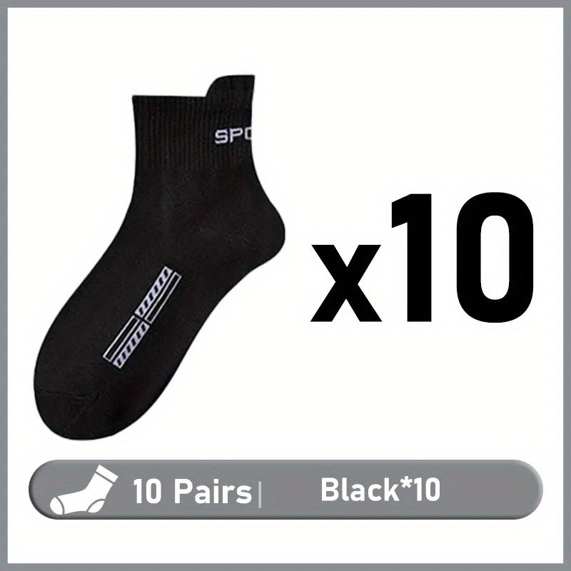 Men's Casual Socks Pack of 10 Pairs Size 38-45 Breathable Cushioned All Seasons