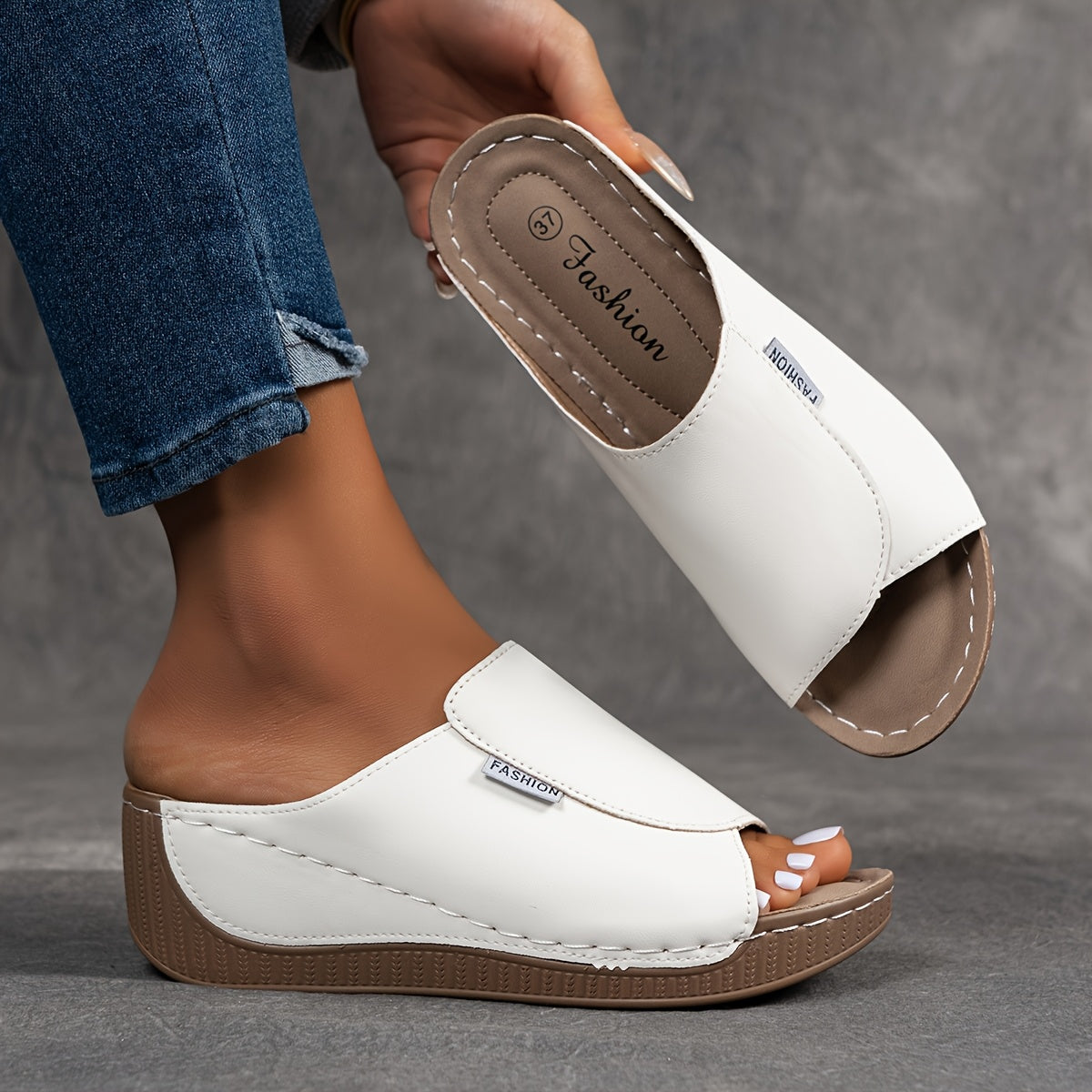 Women's Red Slip-On Slide Sandals with Cushioned Sole for Summer