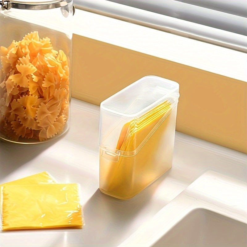 Caja de almacenamiento de plástico transparente para condimentos de queso y mantequilla, organizador de nevera