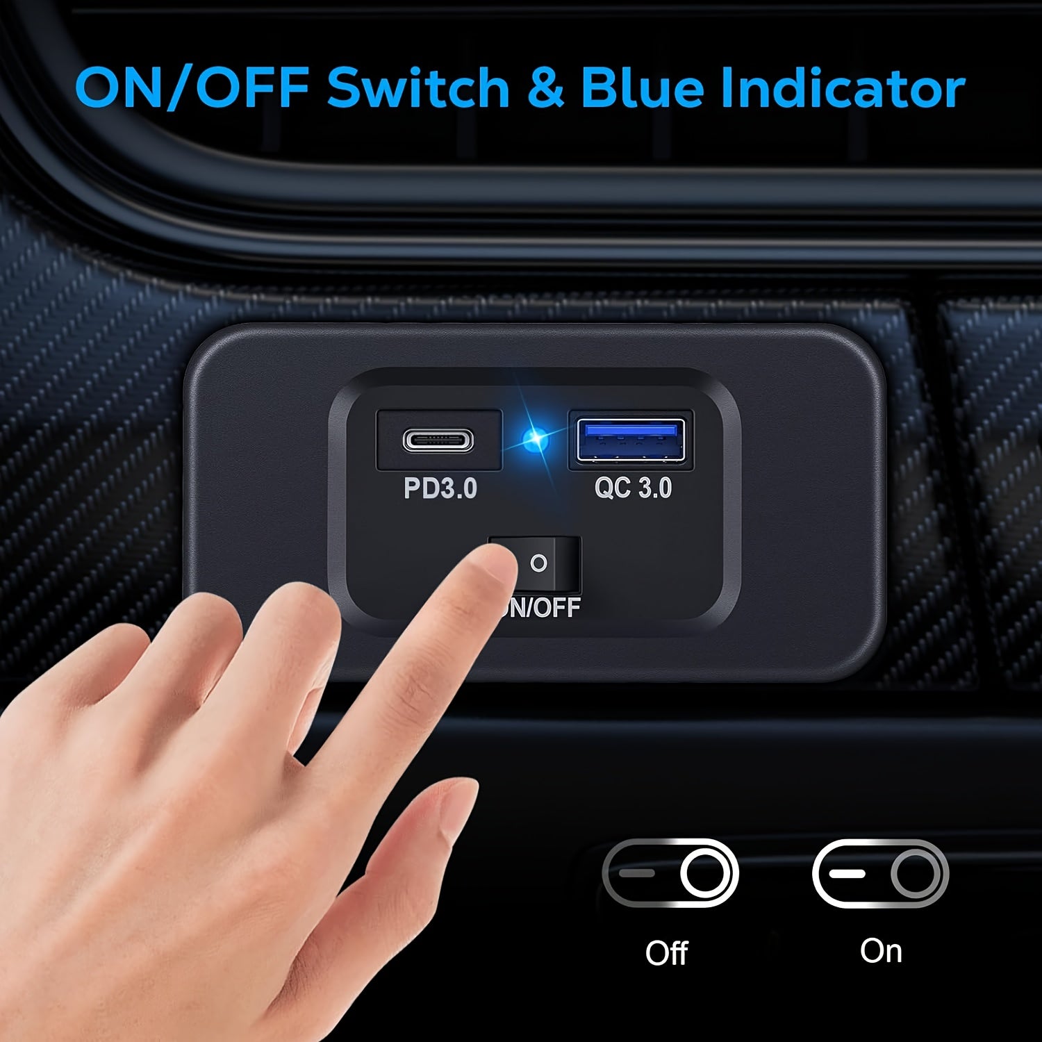 Car Fast Charging Charger Socket Dual USB QC3.0 PD3.0 Type-C Wall Mount