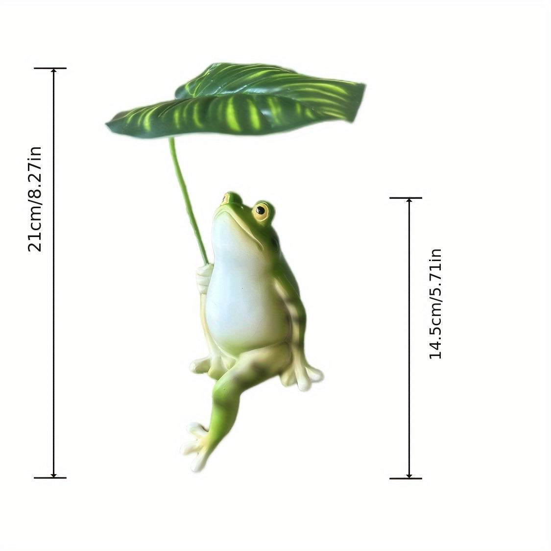 Resin Frog Garden Statue with Leaf Umbrella for Ponds and Home Decor