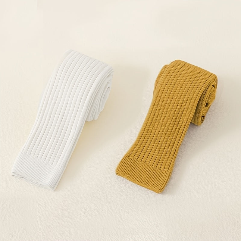 2-Pack Bolalar Uchun Paxta Aralashmasidan Yasalgan O'rta Bo'yli Legginglar - Bir Rangli, Cho'ziluvchan, Havo O'tkazuvchi, Har Mavsumga Mos Tights 12 Yoshgacha - Faqat Qo'l Yuvish