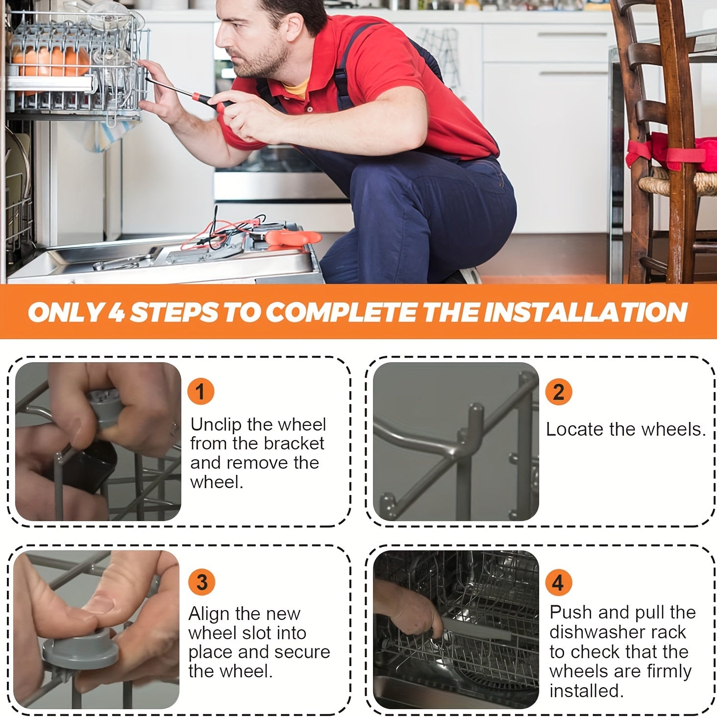 4 or 8 pack dishwasher rollers compatible with Bosch, Kenmore, Gaggenau, Thermador