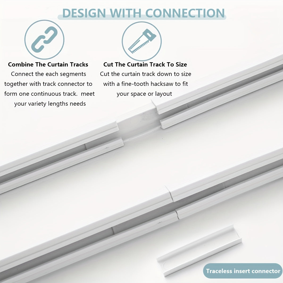 Red Self-Adhesive Bathroom Curtain Track with Silent Glide Nano Rail and Pulleys