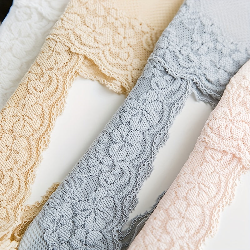 Women's Summer No-Show Socks Breathable Mesh Floral Lace Sweat-Absorbent