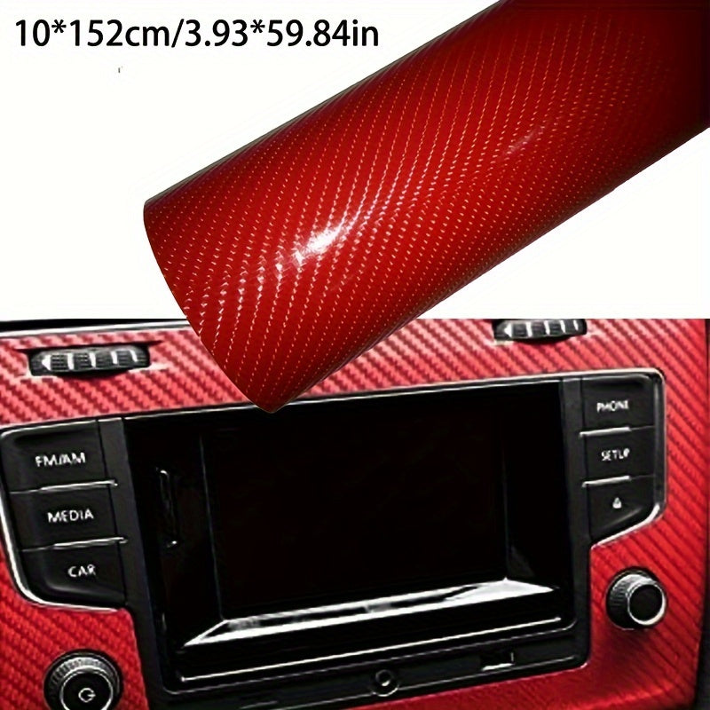Car Interior Wrap Sticker Glossy Carbon Fiber Vinyl Film 10x152cm