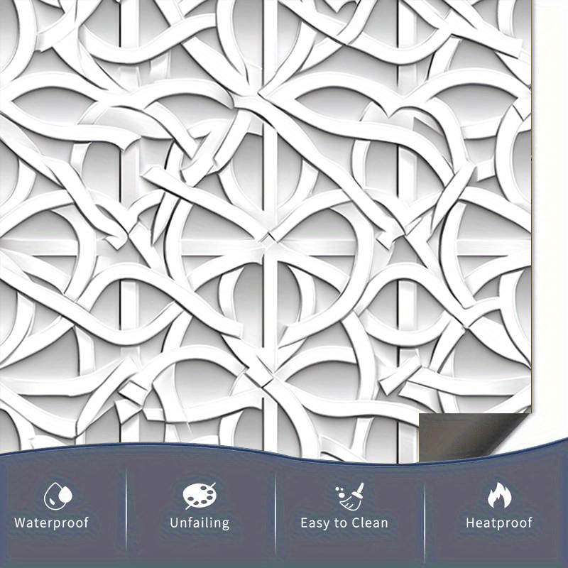 Oq geometrik reliefli suv o'tkazmaydigan PVC idish-tovoq magnit 58.5x65 sm uchun muzlatgich, kir yuvish mashinasi