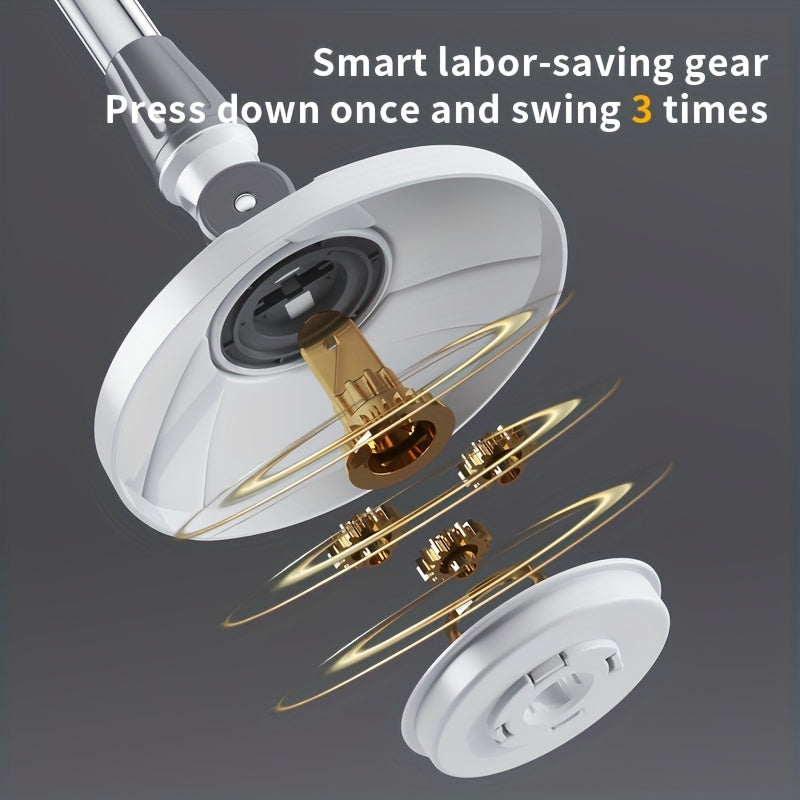 360° Rotating Mop Bucket System with 5 Fiber Mop Heads and Adjustable Handle