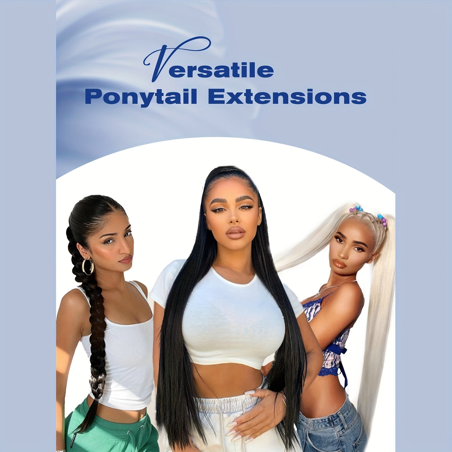 Women’s 66.04cm Straight Ponytail Extension Synthetic Hair Heat-Resistant Elastic Band