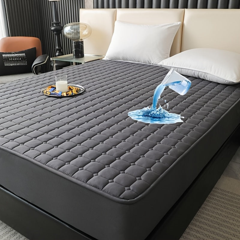 Protector de colchón acolchado impermeable de color sólido para cama, dormitorio, hotel, 1 pieza