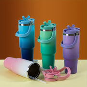 40oz Izolyatsiyalangan zanglamaydigan po'latdan yasalgan tumbler, tutqichli qopqoq va burilishli quvurlar bilan