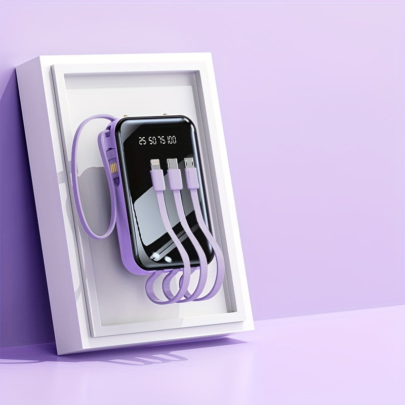 10000mAh quvvatga ega portativ quvvat banki, LED displey, USB Type-C zaryadlovchi, chiroq, qayta zaryadlanadigan litiy polymer batareya va iPhone/Android qurilmalari uchun favqulodda zaxira.