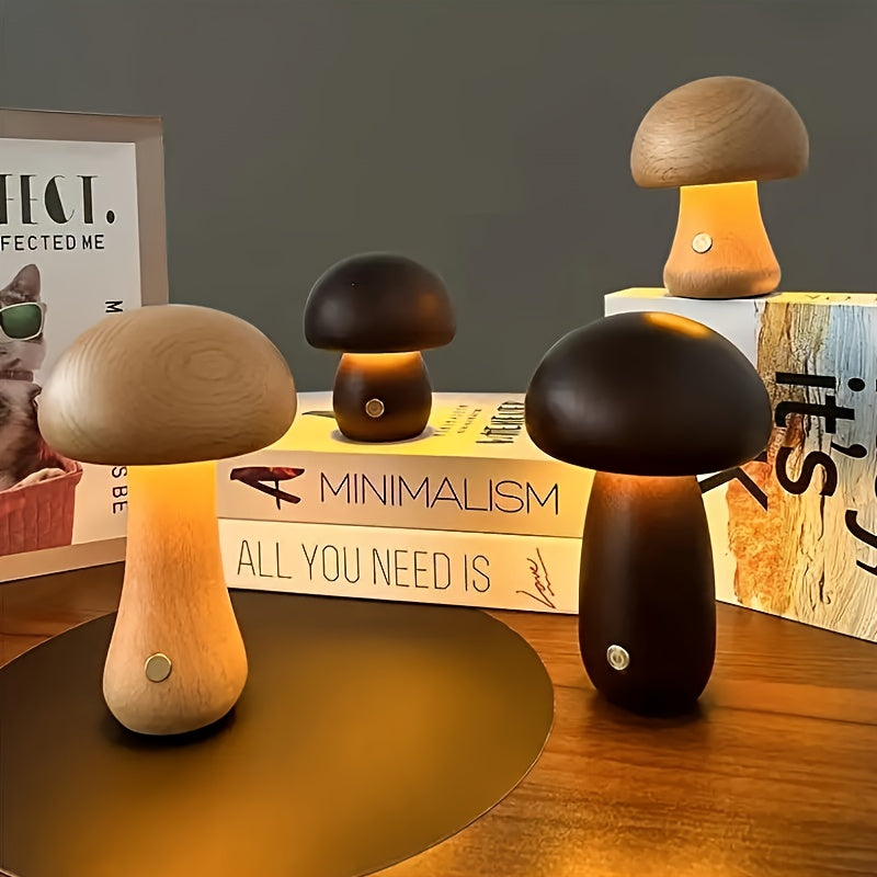 Mushroom LED Night Light with Adjustable Brightness Touch Switch USB Powered