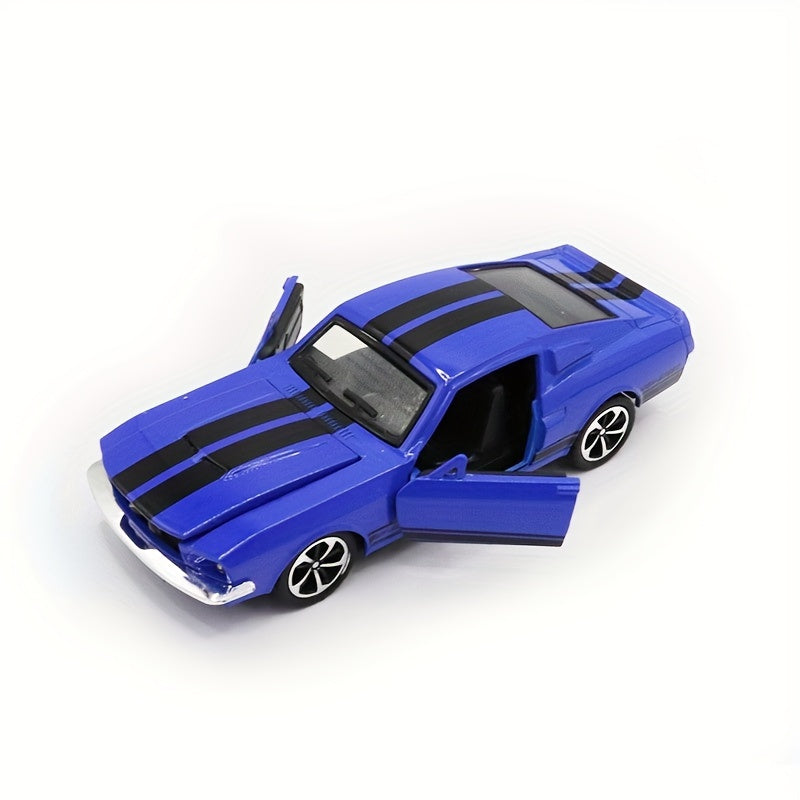 Toybox Legend, Vintage Mustang 1:32 o'lchamdagi qotishma o'yinchoq mashinasi - Orqaga tortish harakati, ochiladigan eshiklar, o'g'il bolalar uchun mukammal tug'ilgan kun sovg'asi - Kulrang, Oq, Qizil, Moviy, Sariq, Qora variantlari.