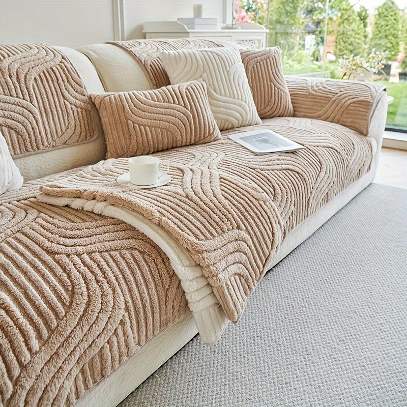 Zamonaviy Jacquard T-qoʻshiq qoplamasi, armchairdan bo‘lakli divanlargacha, sirpanmaydigan velvettan tayyorlangan