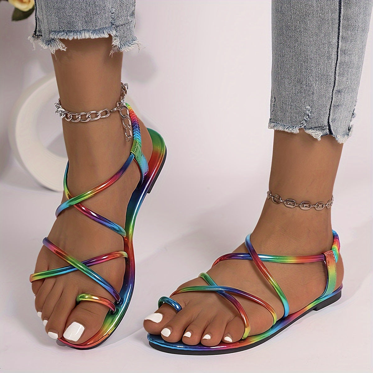 Women's Rainbow Butterfly Sandals Summer Fashionable Stylish Comfortable