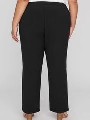 Women's Plus Size Black Stretch Straight Leg Pants Casual Office Trousers