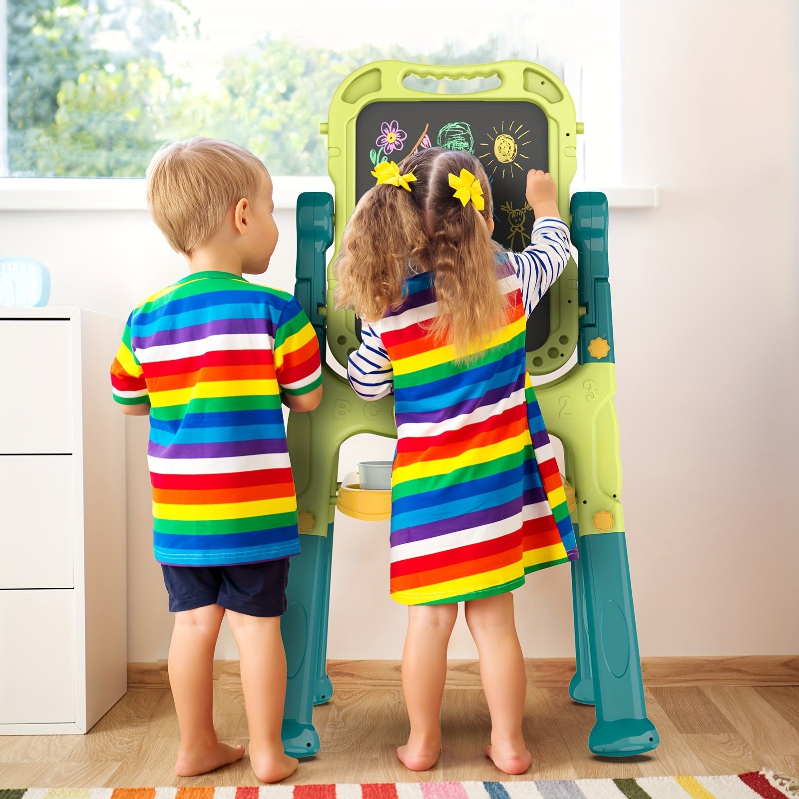 Kids Art Easel with Magnetic Drawing Board Adjustable Height for Boys and Girls