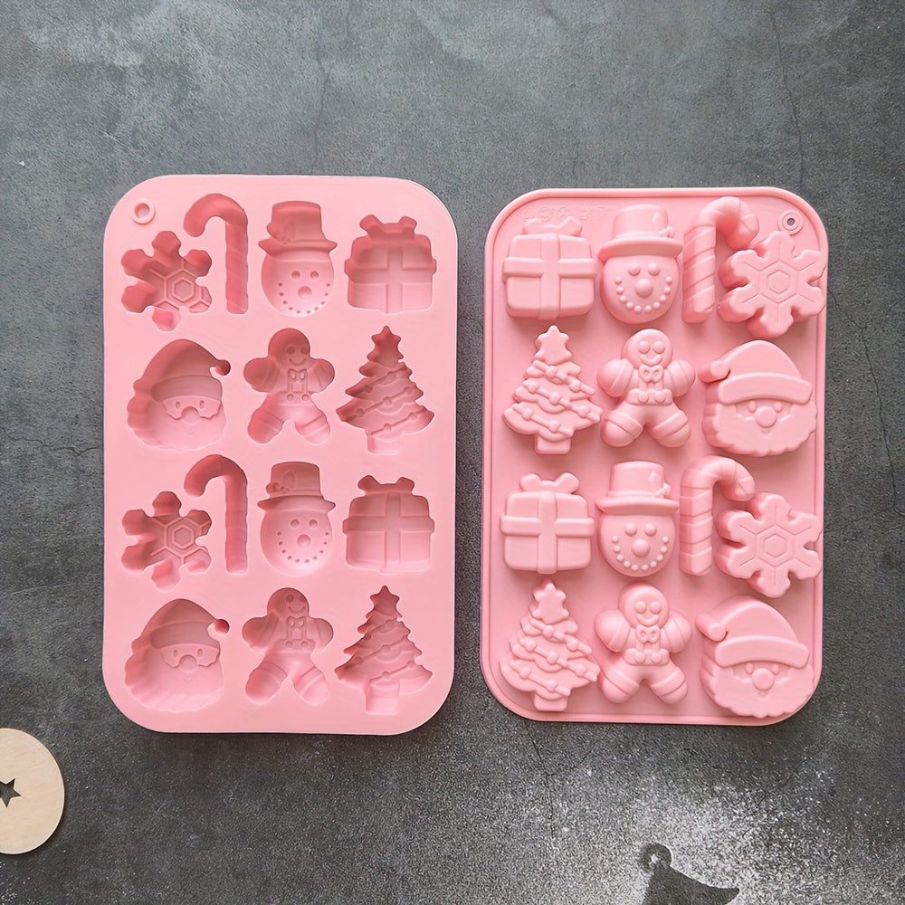 Silicone Christmas Mold 14 Cavities Snowflake Santa Tree for Ice Candy Chocolate