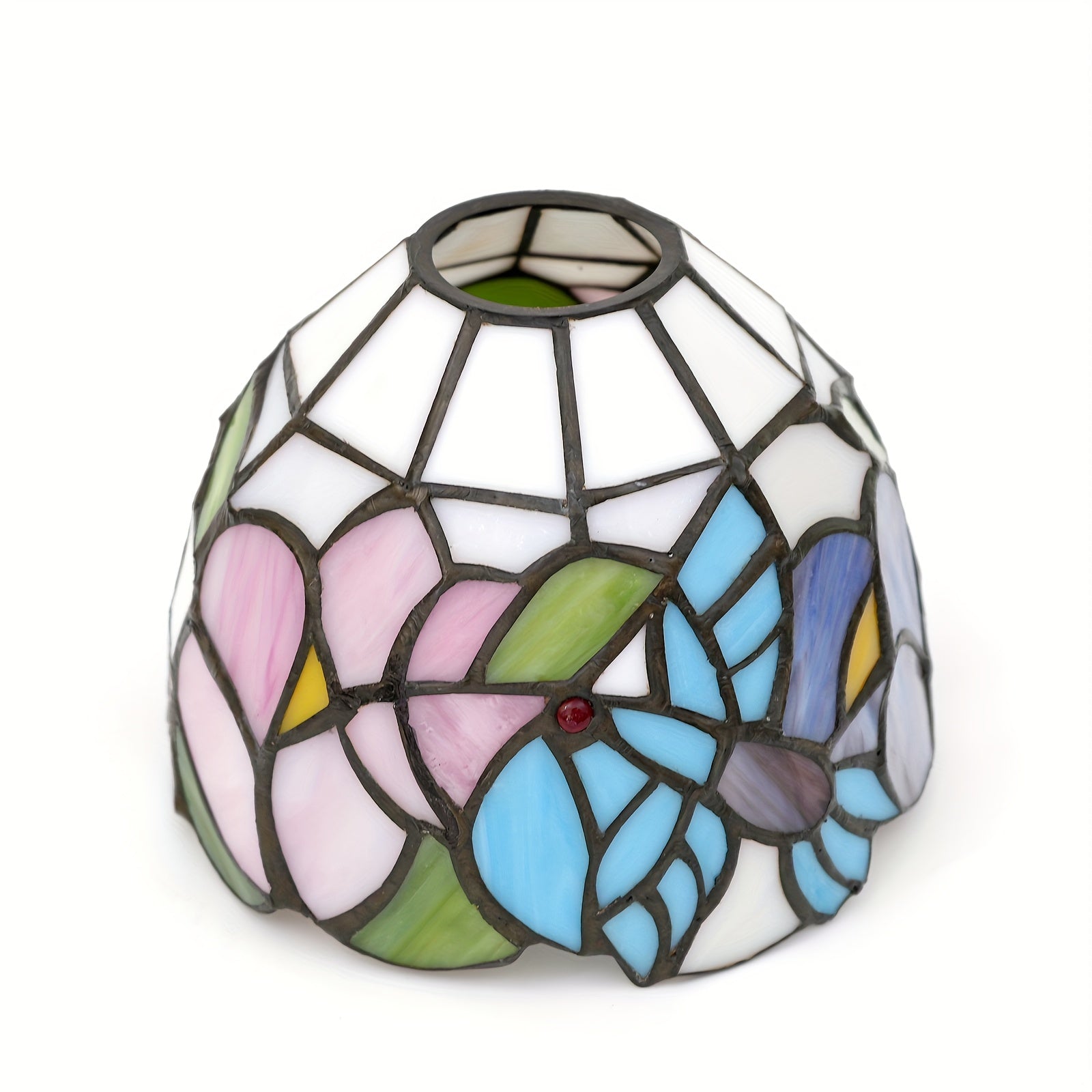 6-Inch Leaf Pattern Handcrafted Stained Glass Lampshade for Pendant and Wall Lighting