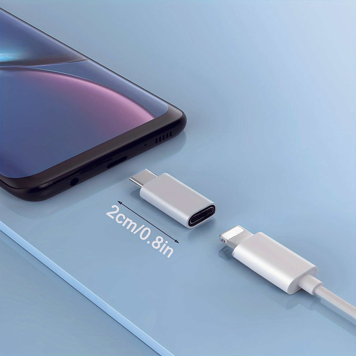 2-chi qism chaqiriladigan ayol Lightning dan USB C erkak adapteri, zaryadlash va ma'lumotlarni uzatish uchun