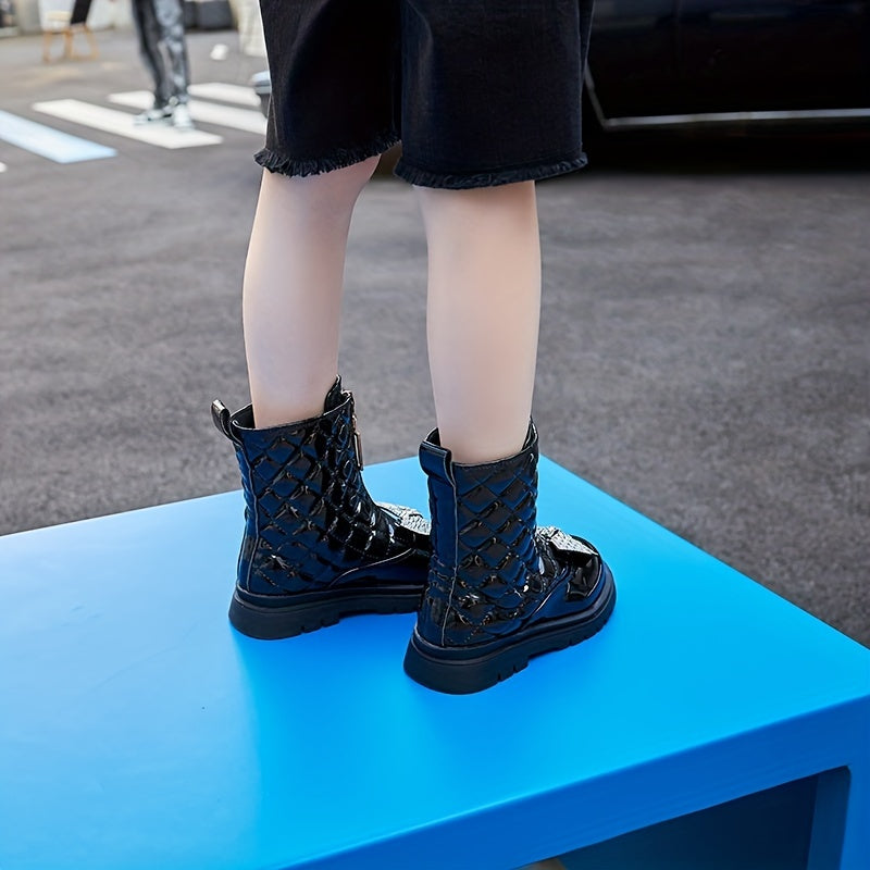 Girls Ankle Boots with Bowknot Non-Slip Zipper Wedges for All Seasons