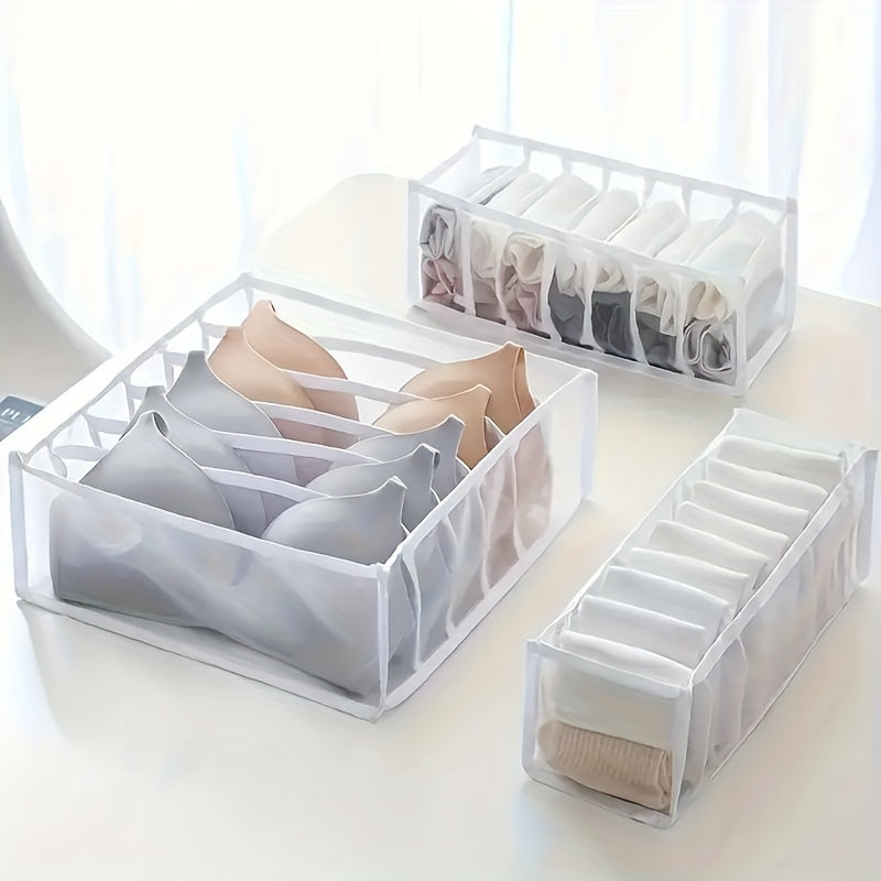Non-Woven Storage Bins with Black Frames Set of 3 for Closet Organization Underwear Socks Bras Space-Saving Foldable