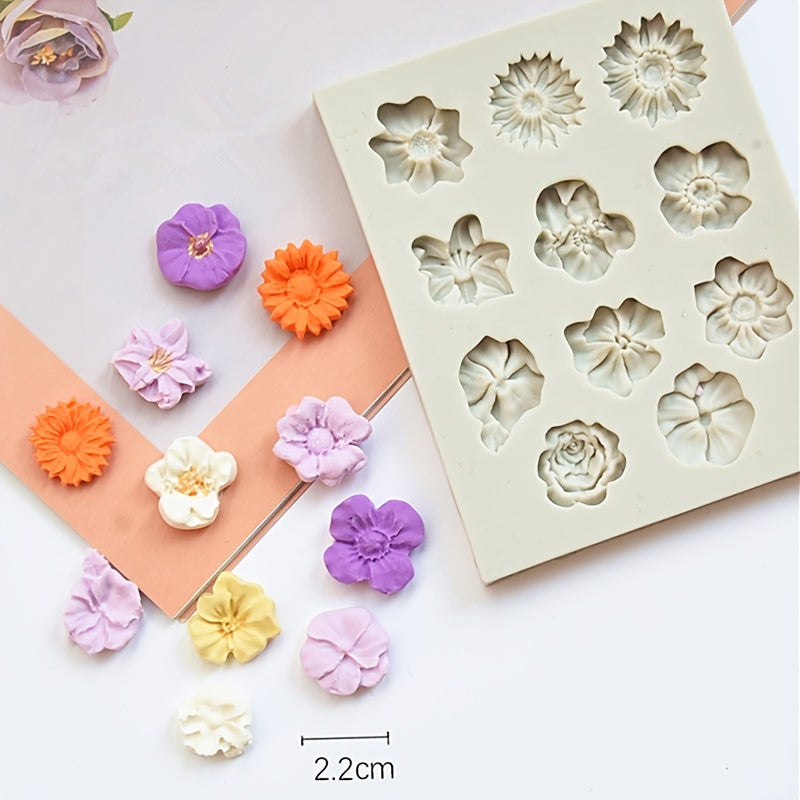 Flower-Shaped Silicone Mold 11 Cavities for Cake Decorating Baking and Candy