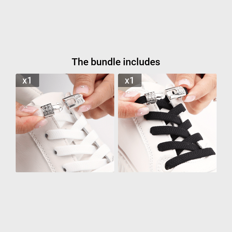 Unisex Rhinestone No-Tie Shoelaces With Buckle Polyester Fashion Sneakers Accessories