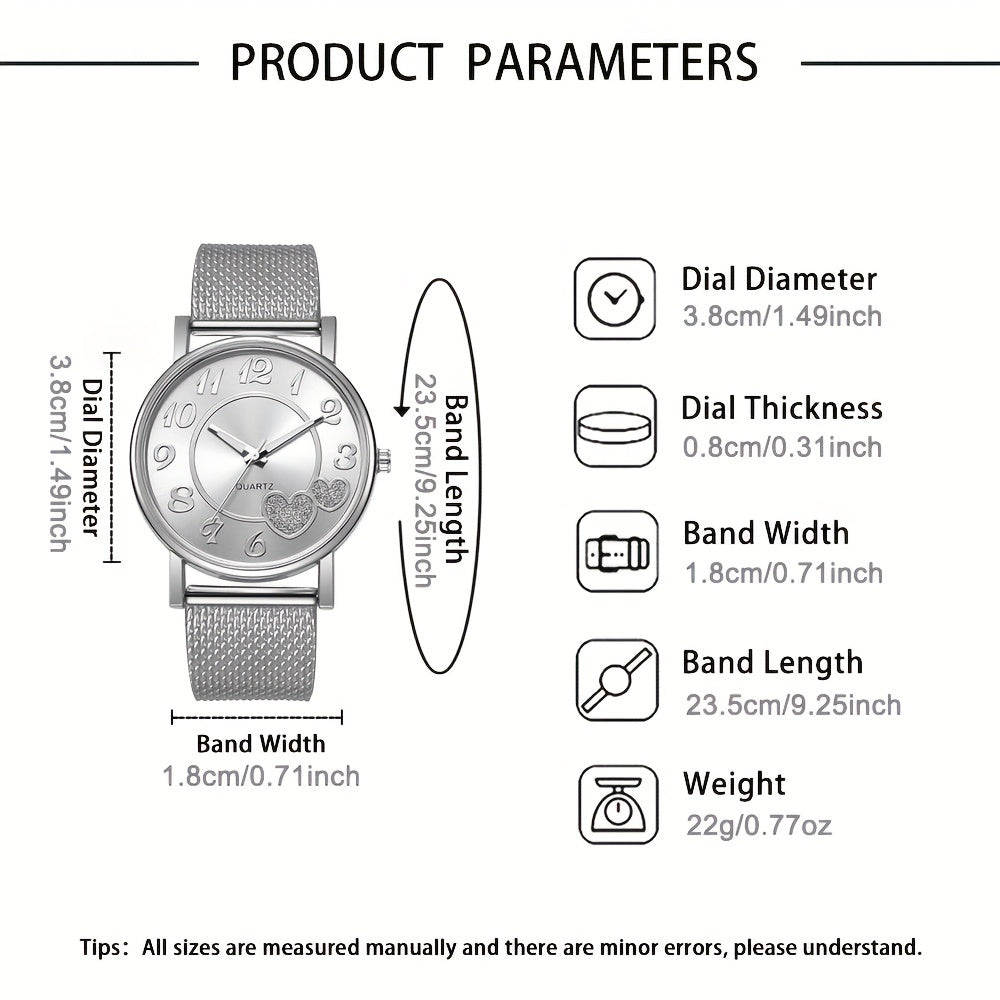 Набор из 6 женских повседневных кварцевых часов и ювелирных украшений в подарок для ежедневного ношения